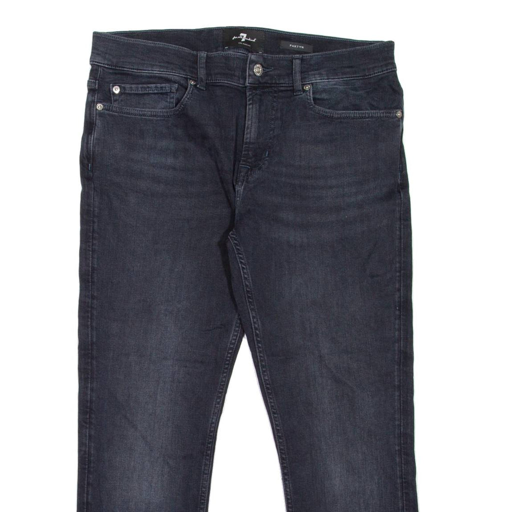 7 FOR ALL MANKIND Paxtyn Mens Jeans Black Regular Tapered Stone Wash W32 L26
