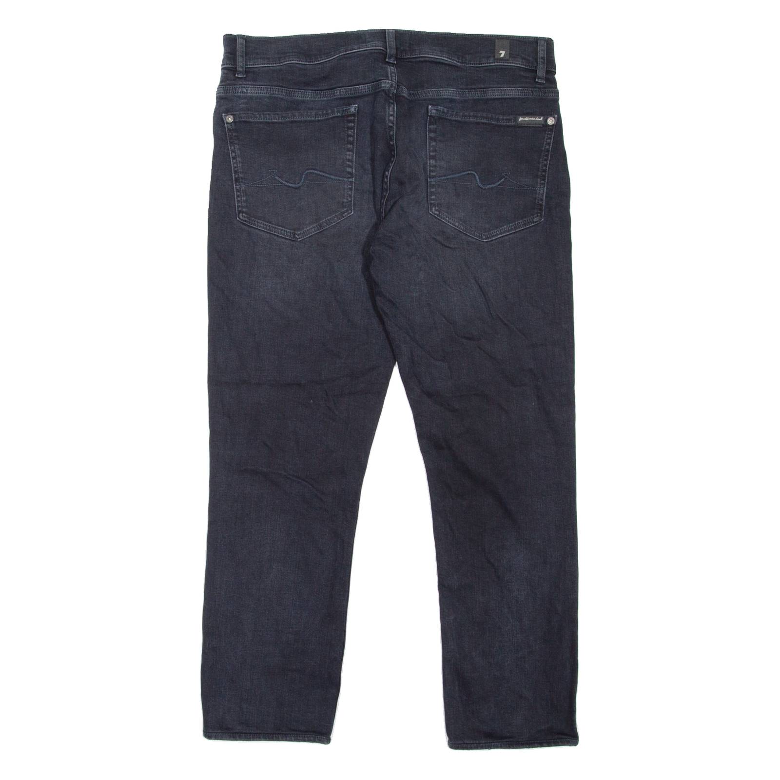 7 FOR ALL MANKIND Paxtyn Mens Jeans Black Regular Tapered Stone Wash W32 L26