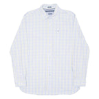 TOMMY HILFIGER 80s 2 ply Mens Shirt Blue Check Long Sleeve L