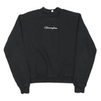 CHAMPION Mens Black Cotton Blend Sweatshirt S Crew Neck Pullover Logo