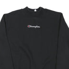 CHAMPION Mens Black Cotton Blend Sweatshirt S Crew Neck Pullover Logo
