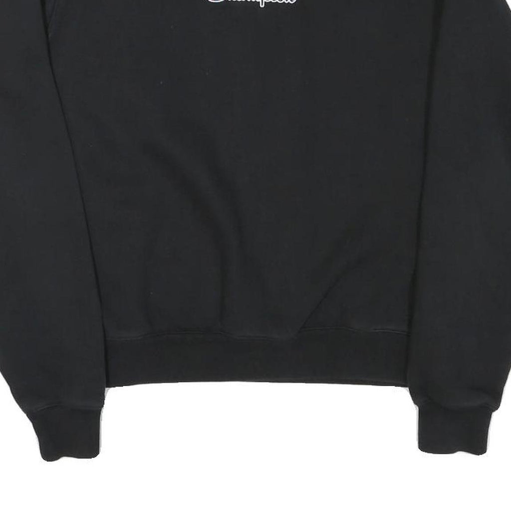 CHAMPION Mens Black Cotton Blend Sweatshirt S Crew Neck Pullover Logo