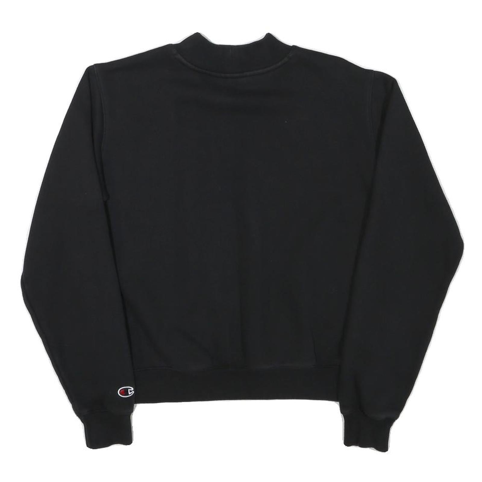 CHAMPION Mens Black Cotton Blend Sweatshirt S Crew Neck Pullover Logo