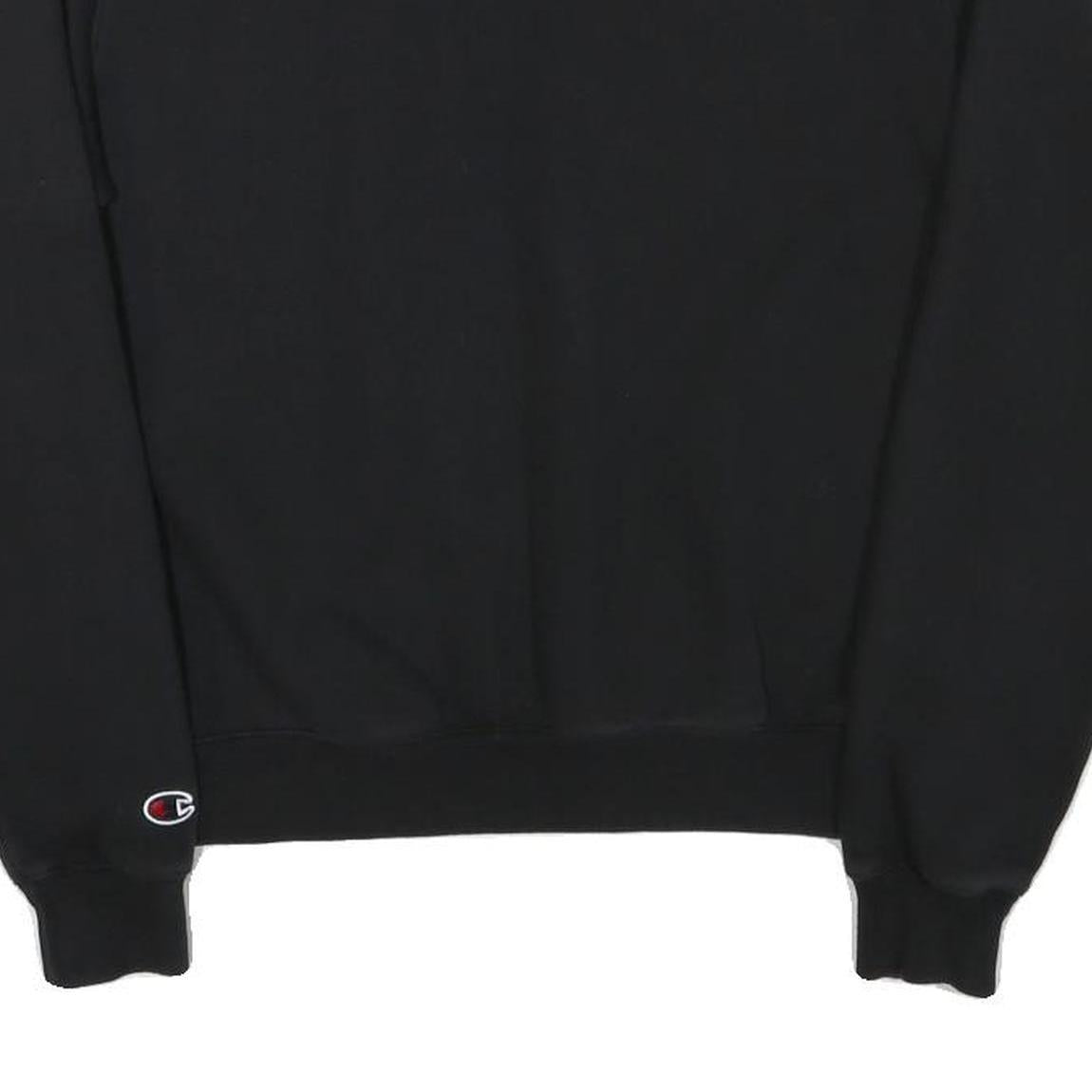 CHAMPION Mens Black Cotton Blend Sweatshirt S Crew Neck Pullover Logo