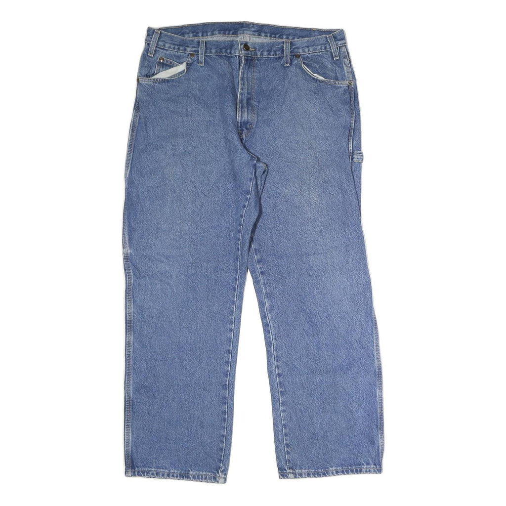 DICKIES Mens Relaxed Blue Denim Jeans W38 L30 Workwear Carpenter Pocket Zip