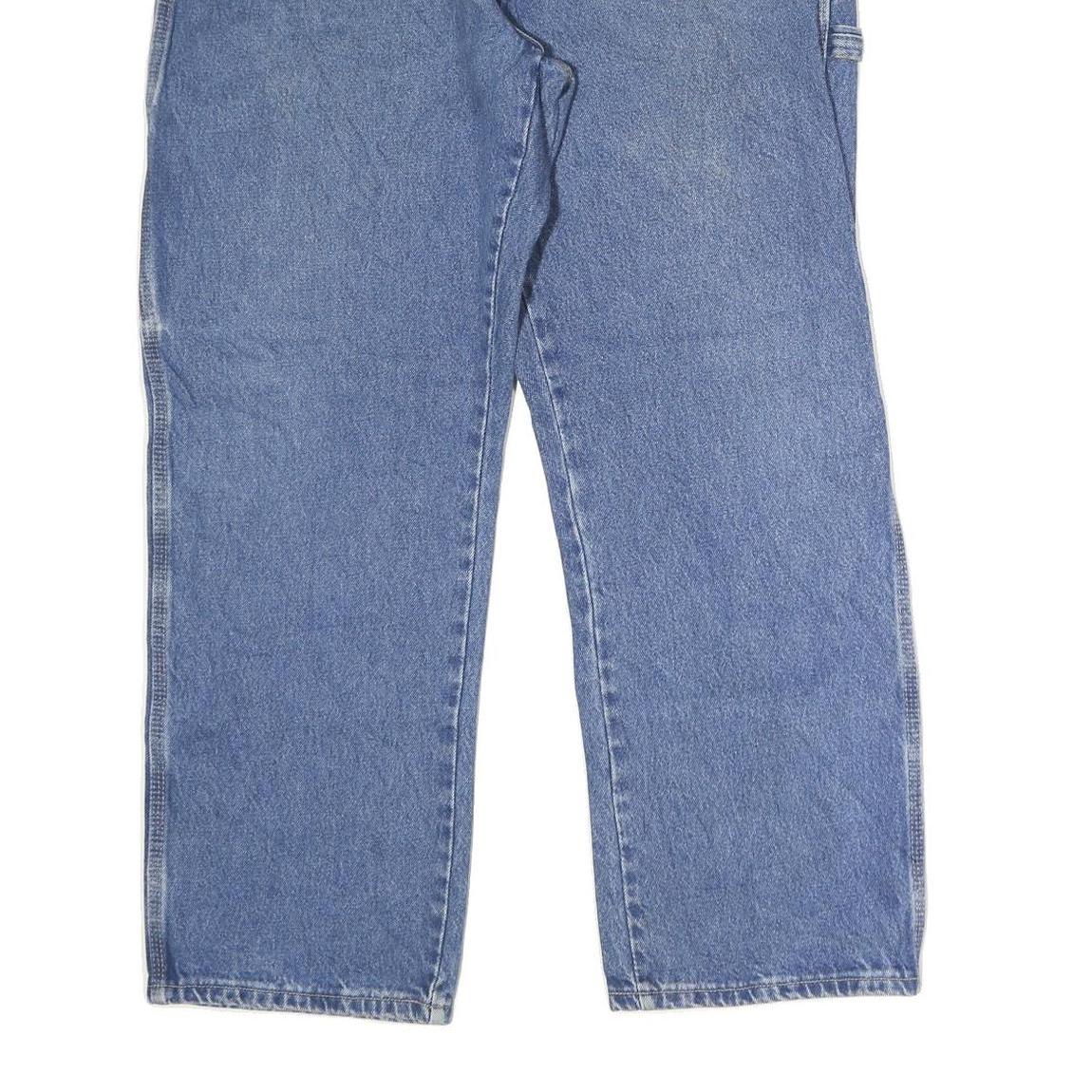 DICKIES Mens Relaxed Blue Denim Jeans W38 L30 Workwear Carpenter Pocket Zip