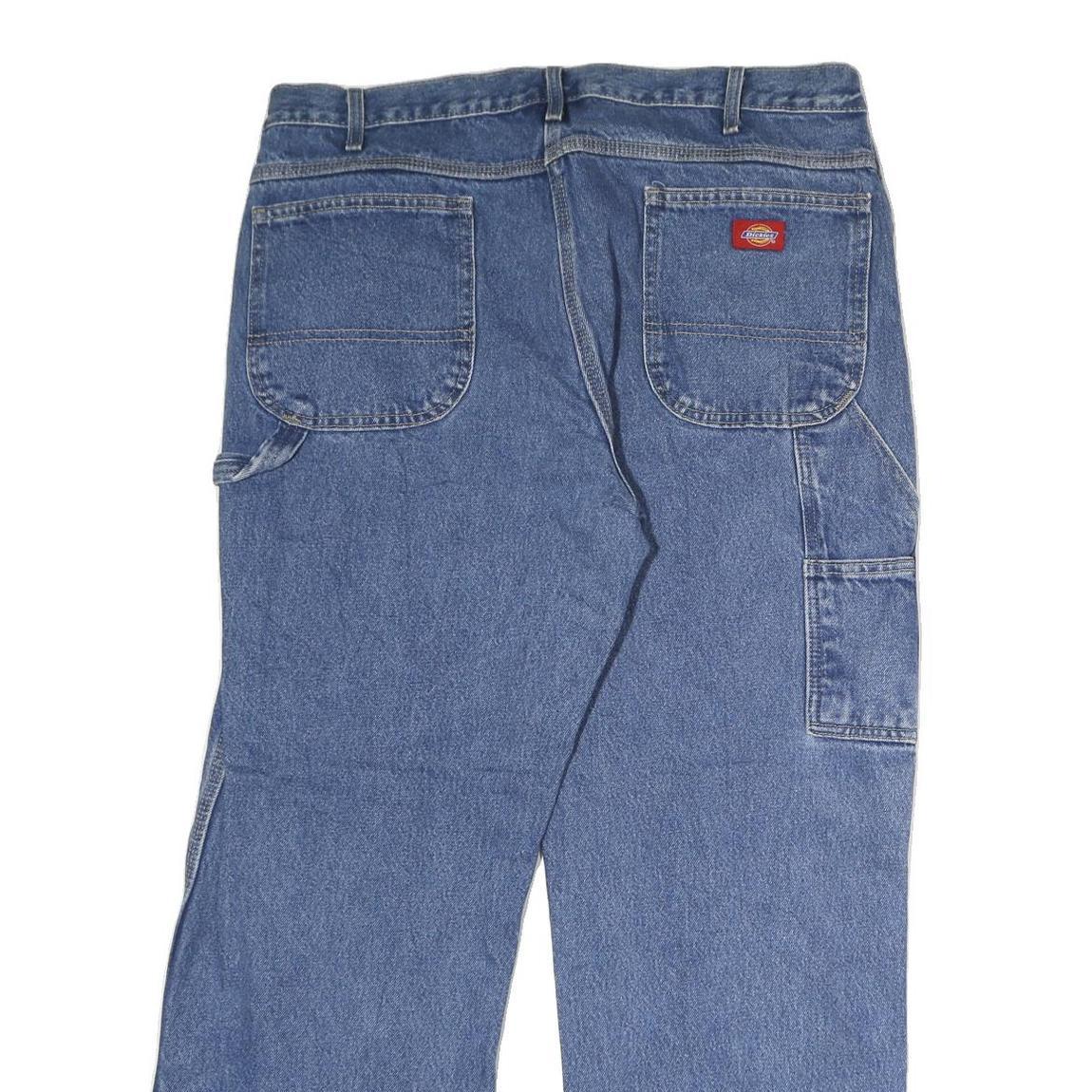 DICKIES Mens Relaxed Blue Denim Jeans W38 L30 Workwear Carpenter Pocket Zip