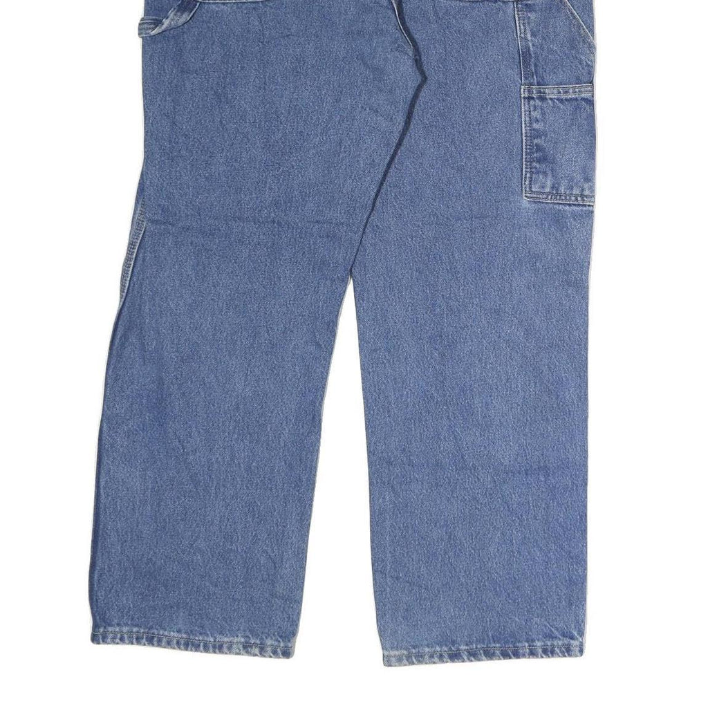 DICKIES Mens Relaxed Blue Denim Jeans W38 L30 Workwear Carpenter Pocket Zip