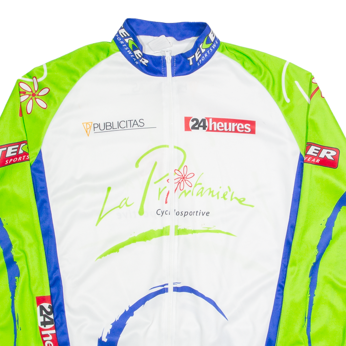 TEKER Cycling Zip Up Mens Jersey White Long Sleeve High Neck XL