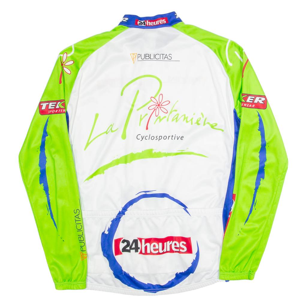 TEKER Cycling Zip Up Mens Jersey White Long Sleeve High Neck XL