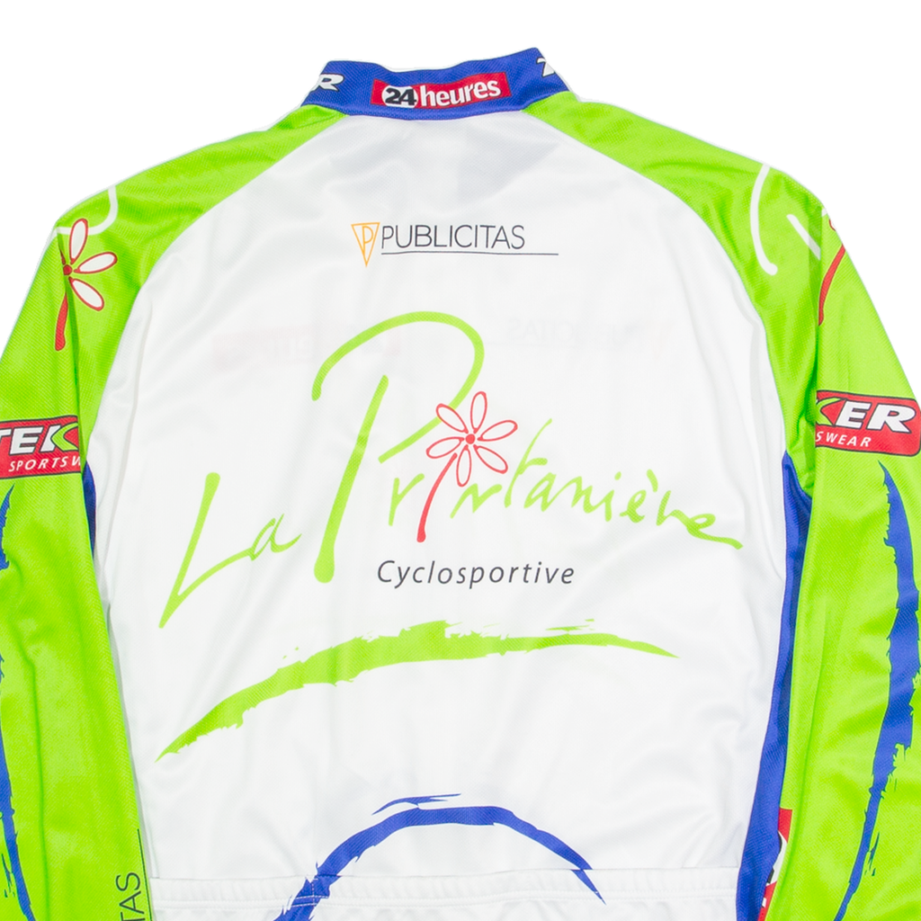 TEKER Cycling Zip Up Mens Jersey White Long Sleeve High Neck XL