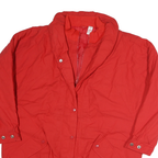 Womens Red Cotton Blend Casual Jacket L Plain Zip Pocketed Comfortable Outerwear