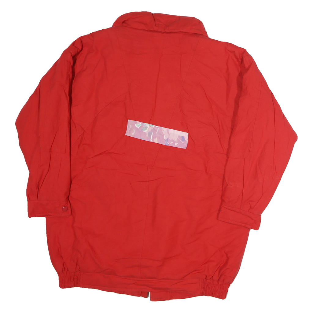 Womens Red Cotton Blend Casual Jacket L Plain Zip Pocketed Comfortable Outerwear