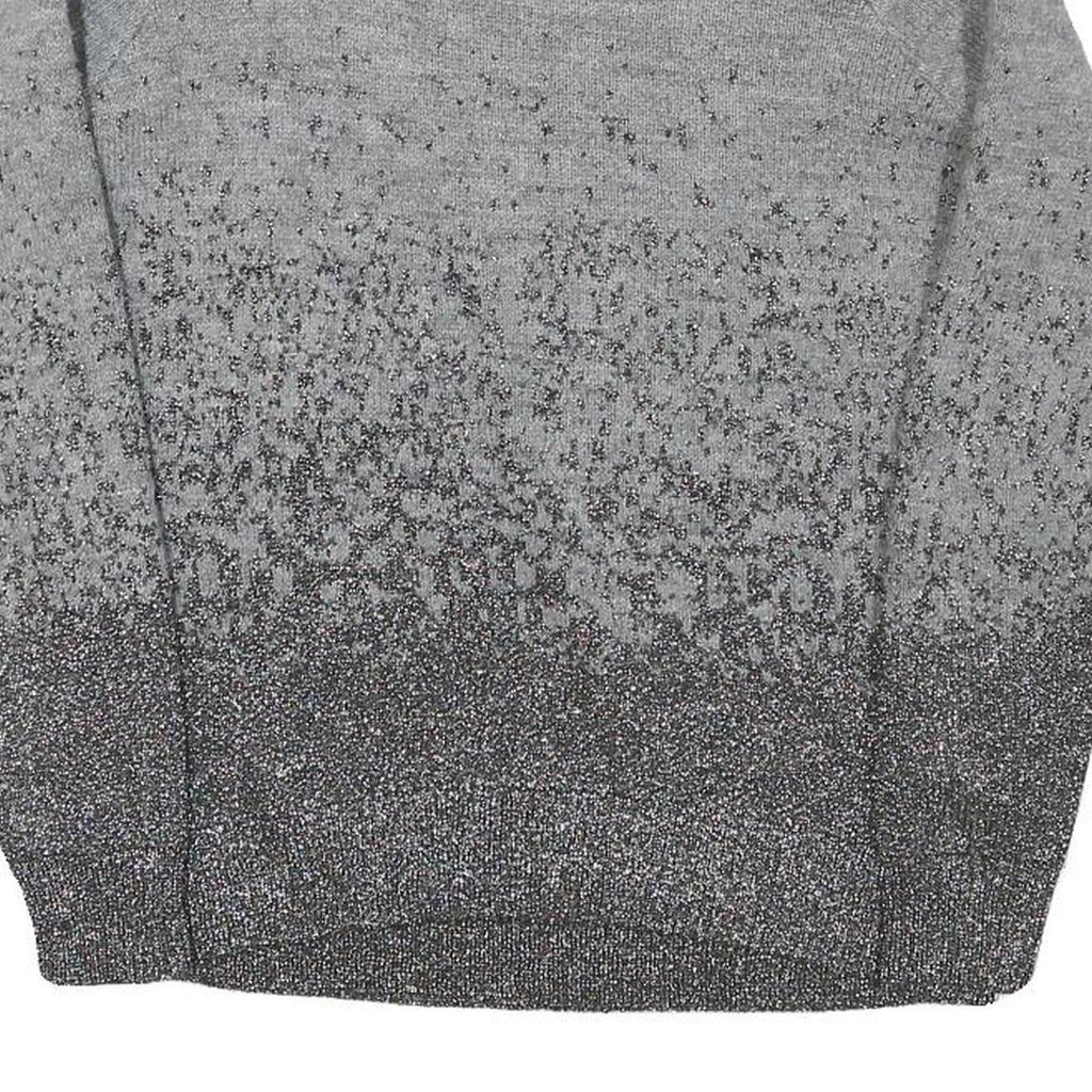 H&M Womens Grey Patterned Jumper Crew Neck Regular Knit Size S Lightweight