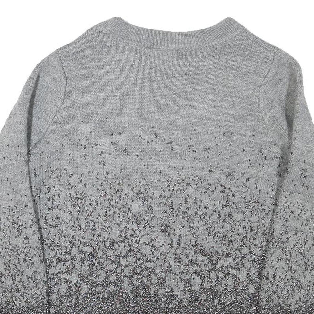 H&M Womens Grey Patterned Jumper Crew Neck Regular Knit Size S Lightweight