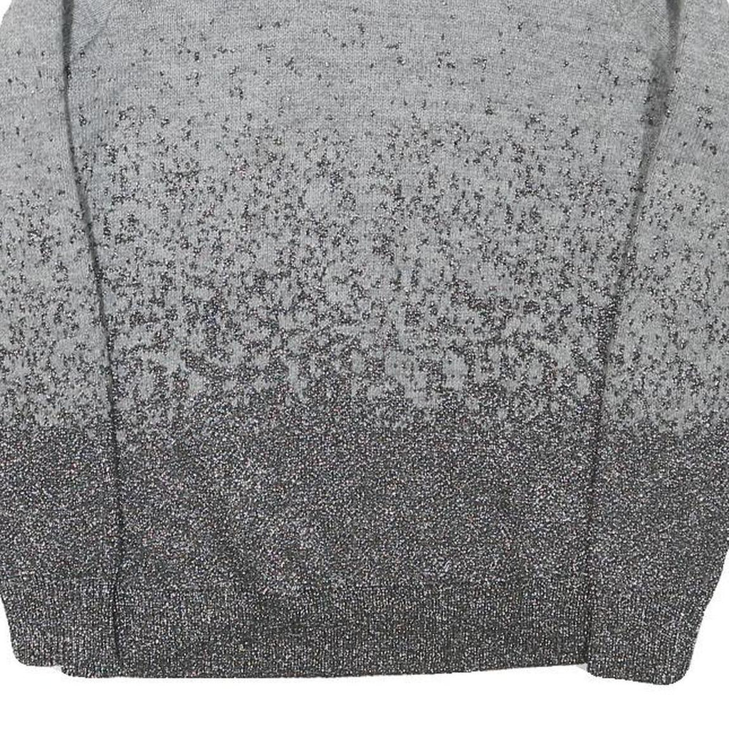 H&M Womens Grey Patterned Jumper Crew Neck Regular Knit Size S Lightweight