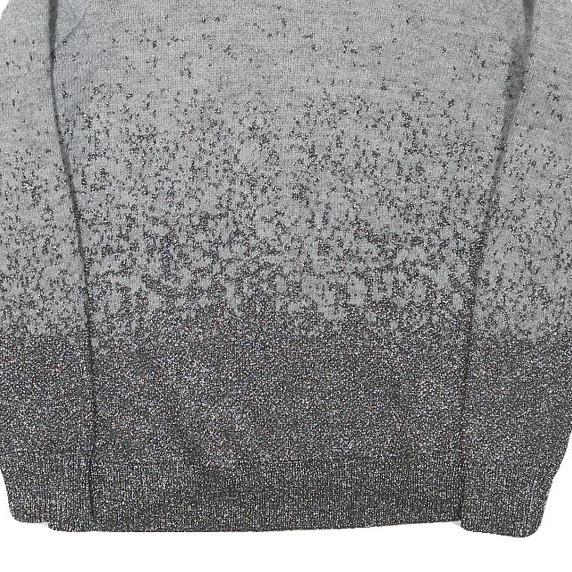 H&M Womens Grey Patterned Jumper Crew Neck Regular Knit Size S Lightweight