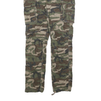 SCHOTT Mens Slim Cotton Blend Green Camouflage Cargo Trousers W29 L32 Utility