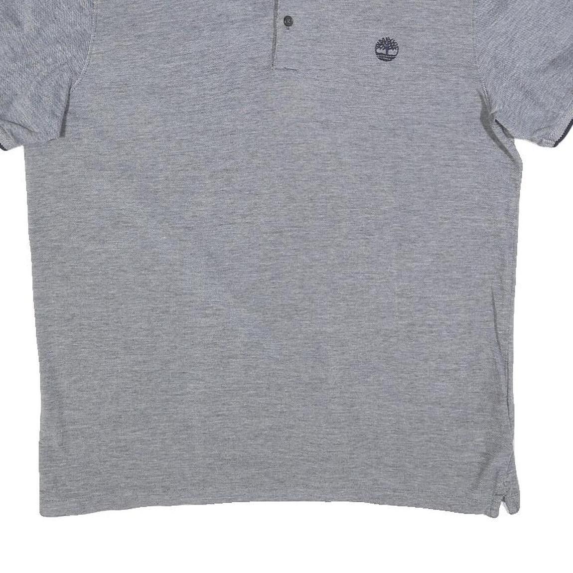 TIMBERLAND Mens Grey Short Sleeve Plain Polo Shirt L Casual Cotton