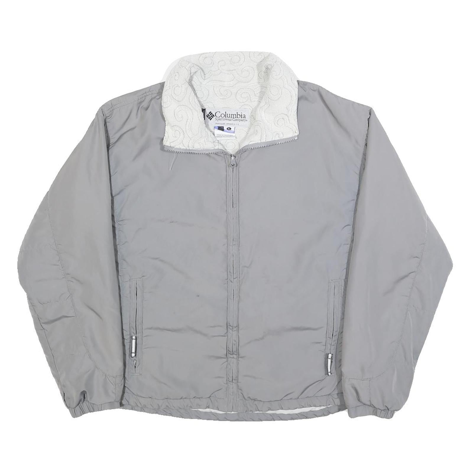 COLUMBIA Womens Grey Zip Jacket XL Polyester Blend Plain Outdoor Winter Warm