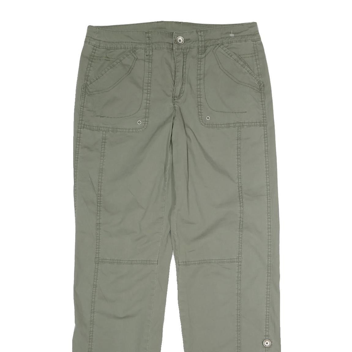 INDIGO Womens Cotton Blend Khaki Regular Straight Trousers W32 L31 Casual