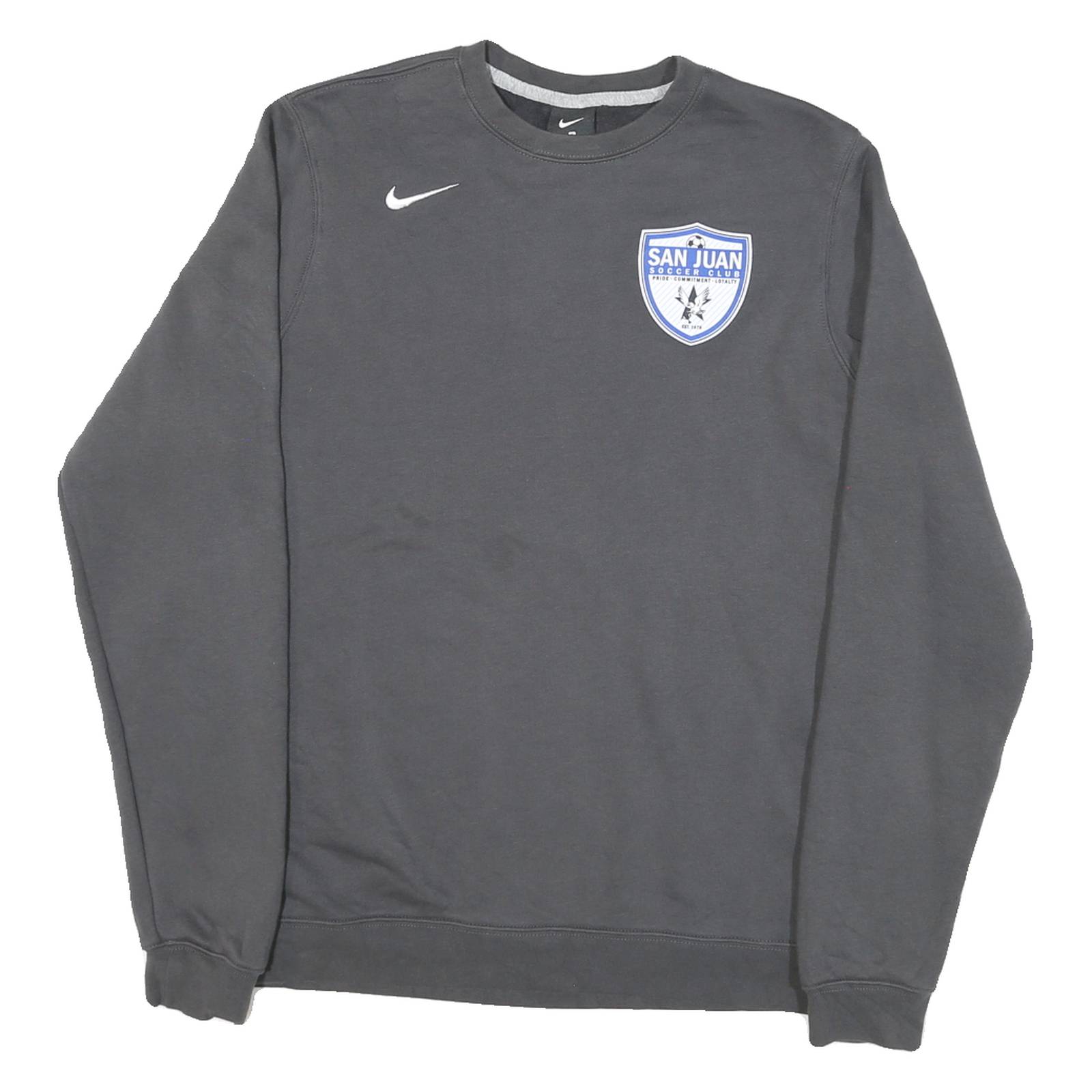 NIKE Mens Grey San Juan Soccer Club Crew Neck S Sweatshirt Class Of 2020