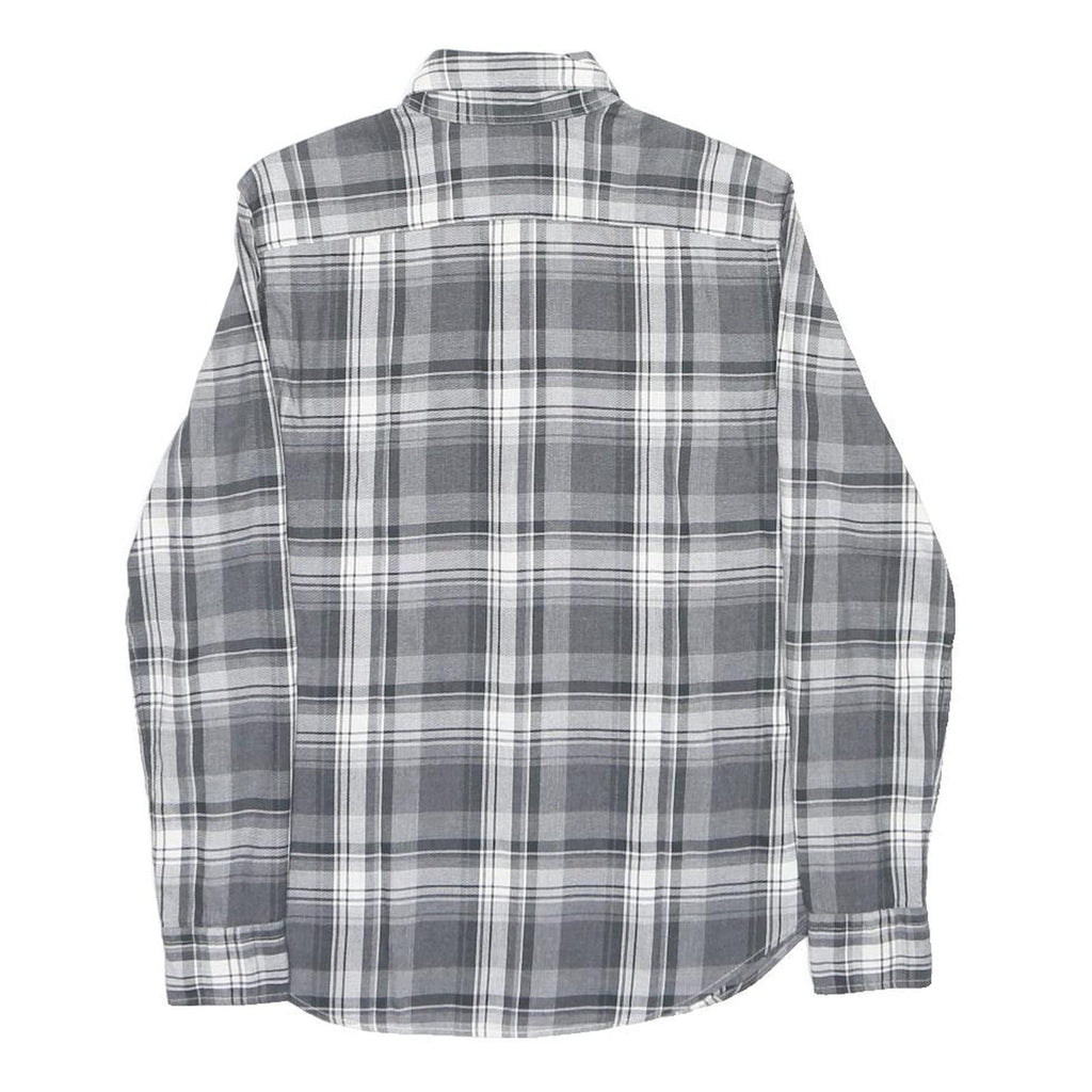 RALPH LAUREN Mens Grey & White Check Shirt S Cotton Long Sleeve Button Down