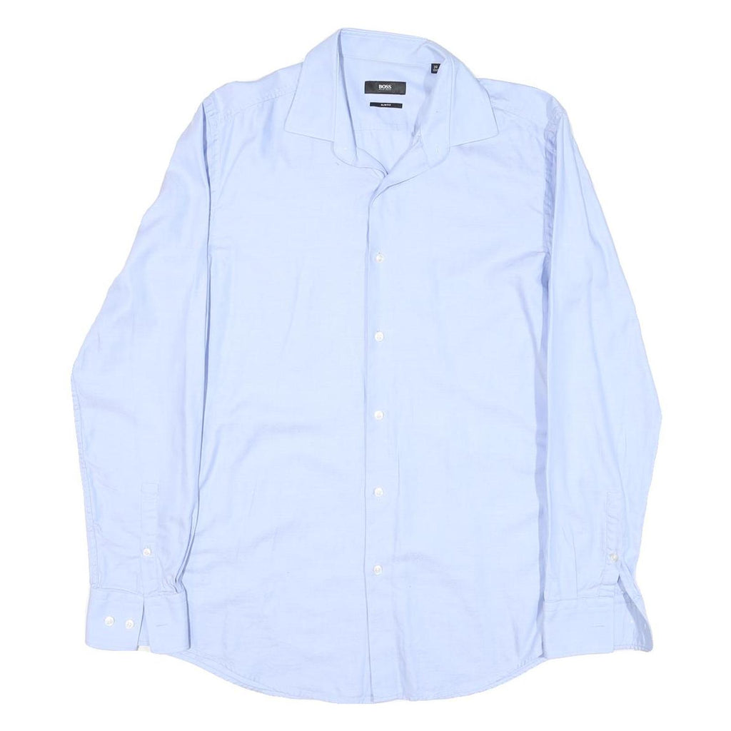 BOSS Mens Blue Shirt M Cotton Blend Classic Formal Button Down