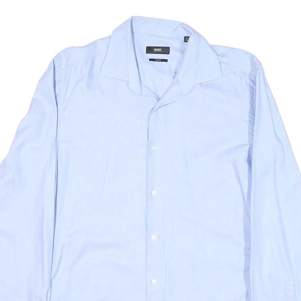 BOSS Mens Blue Shirt M Cotton Blend Classic Formal Button Down