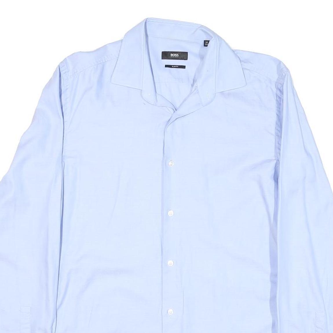 BOSS Mens Blue Shirt M Cotton Blend Classic Formal Button Down