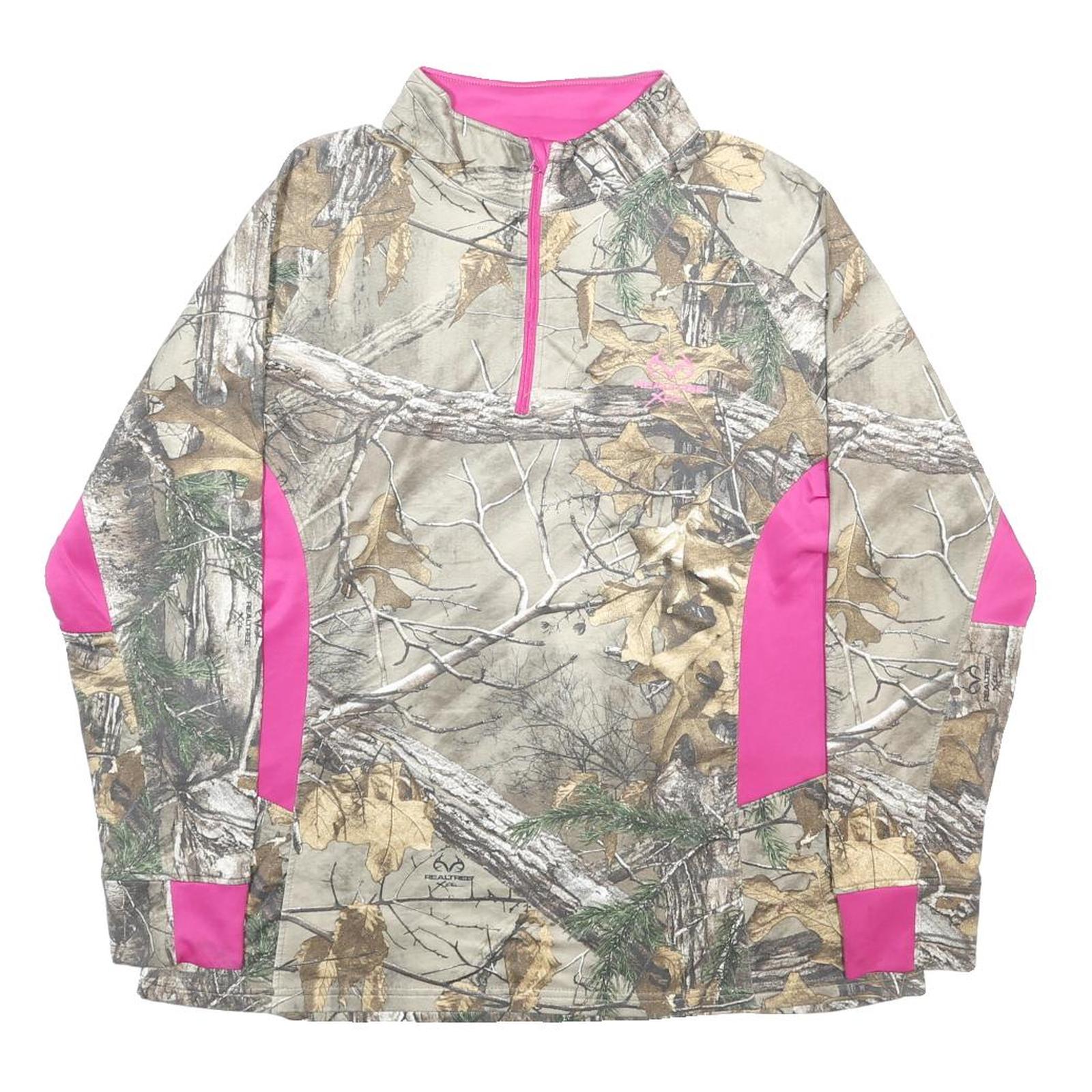 REALTREE Womens Beige & Pink Sweatshirt Half Zip 2XL Camouflage Outdoor Wear