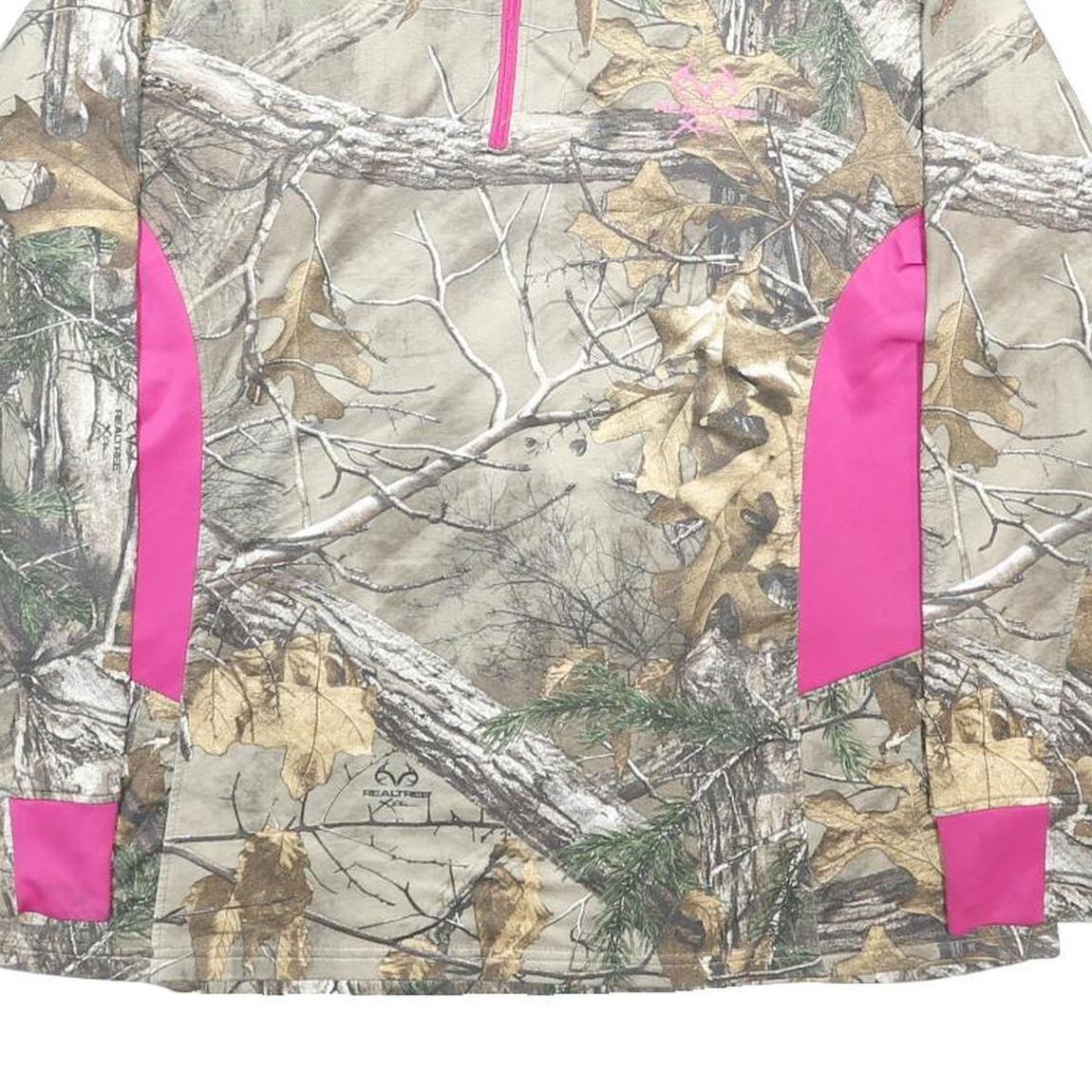 REALTREE Womens Beige & Pink Sweatshirt Half Zip 2XL Camouflage Outdoor Wear