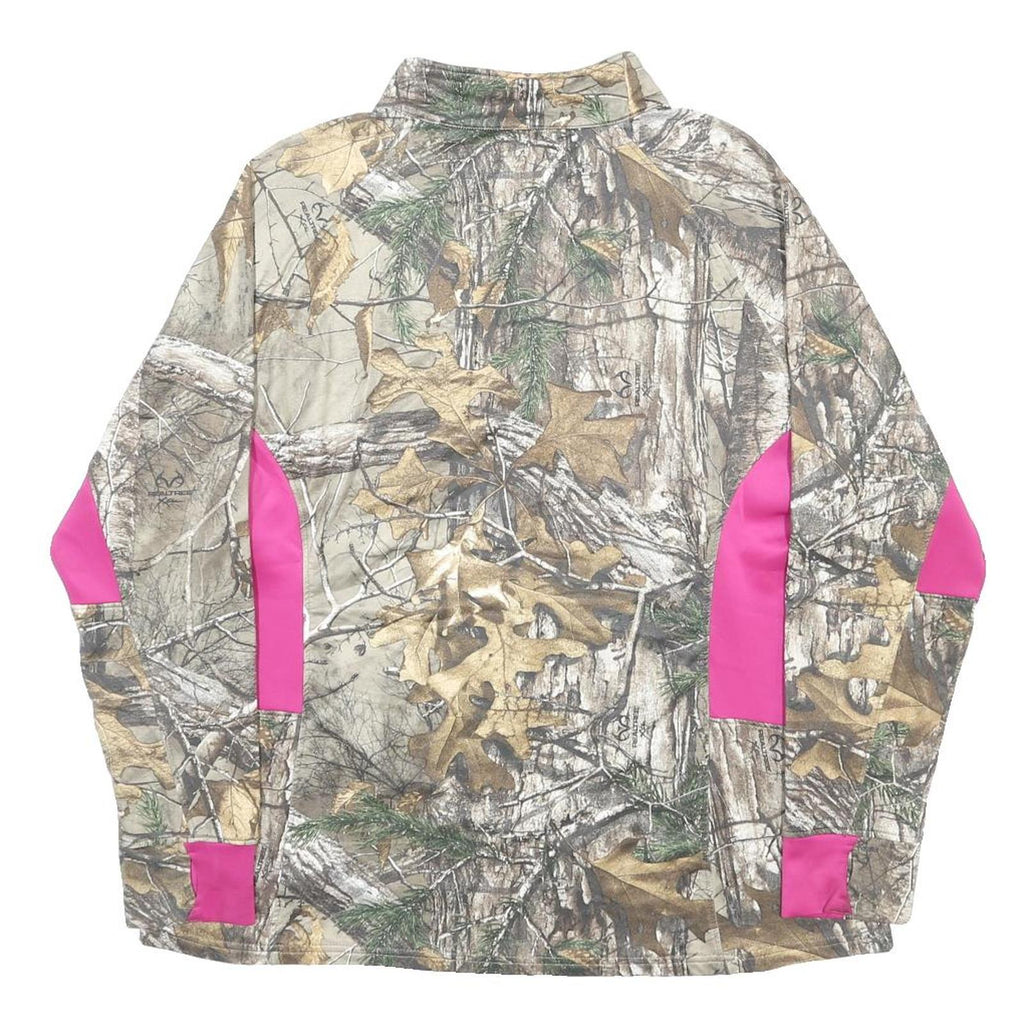REALTREE Womens Beige & Pink Sweatshirt Half Zip 2XL Camouflage Outdoor Wear