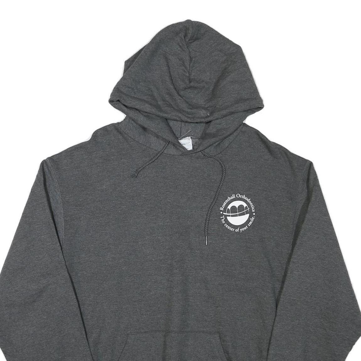 CHAMPION Mens Grey Hoodie M Cotton Blend Pullover Pocket Graphic Print