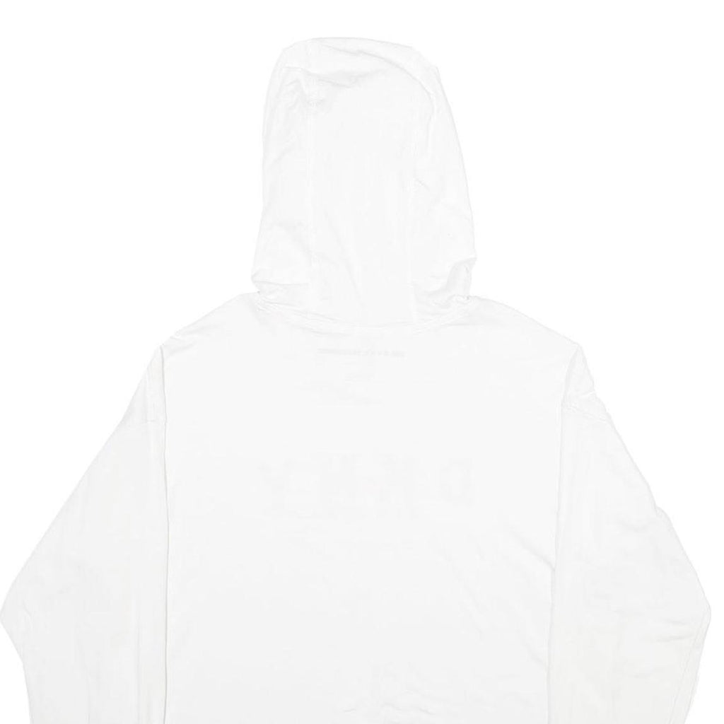 DKNY Womens White Cropped Hoodie XS Cotton Blend Pullover Logo Print