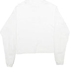 DKNY Womens White Cropped Hoodie XS Cotton Blend Pullover Logo Print