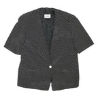 JOBIS Womens Black & White Polka Dot Jacket L Acetate Button Pattern Elegant