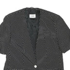 JOBIS Womens Black & White Polka Dot Jacket L Acetate Button Pattern Elegant