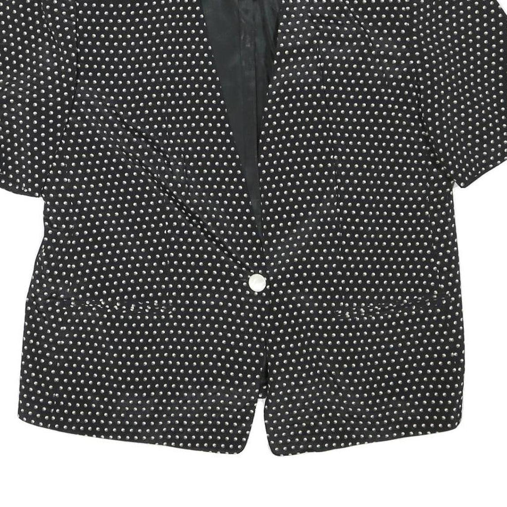 JOBIS Womens Black & White Polka Dot Jacket L Acetate Button Pattern Elegant