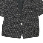 JOBIS Womens Black & White Polka Dot Jacket L Acetate Button Pattern Elegant