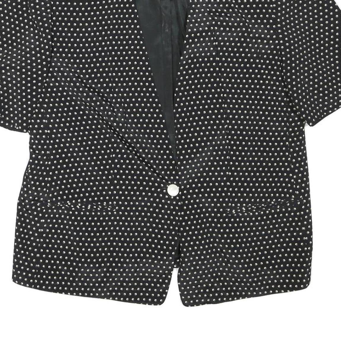 JOBIS Womens Black & White Polka Dot Jacket L Acetate Button Pattern Elegant