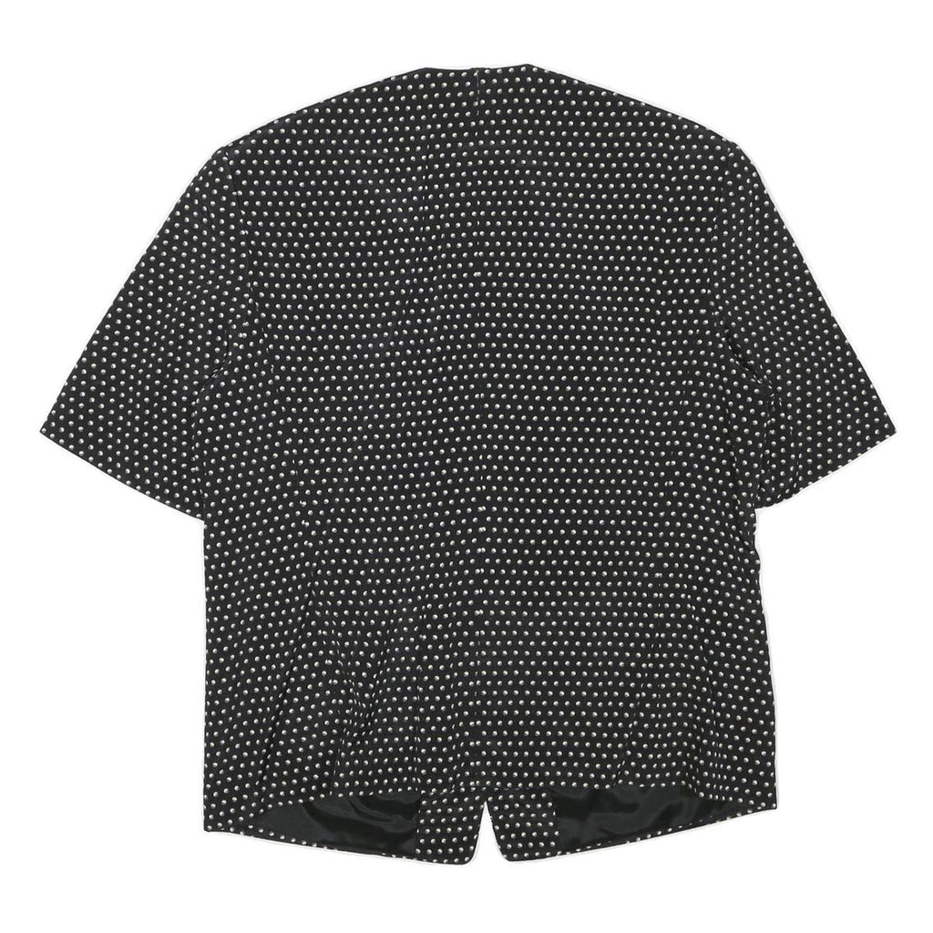 JOBIS Womens Black & White Polka Dot Jacket L Acetate Button Pattern Elegant