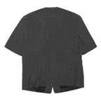 JOBIS Womens Black & White Polka Dot Jacket L Acetate Button Pattern Elegant