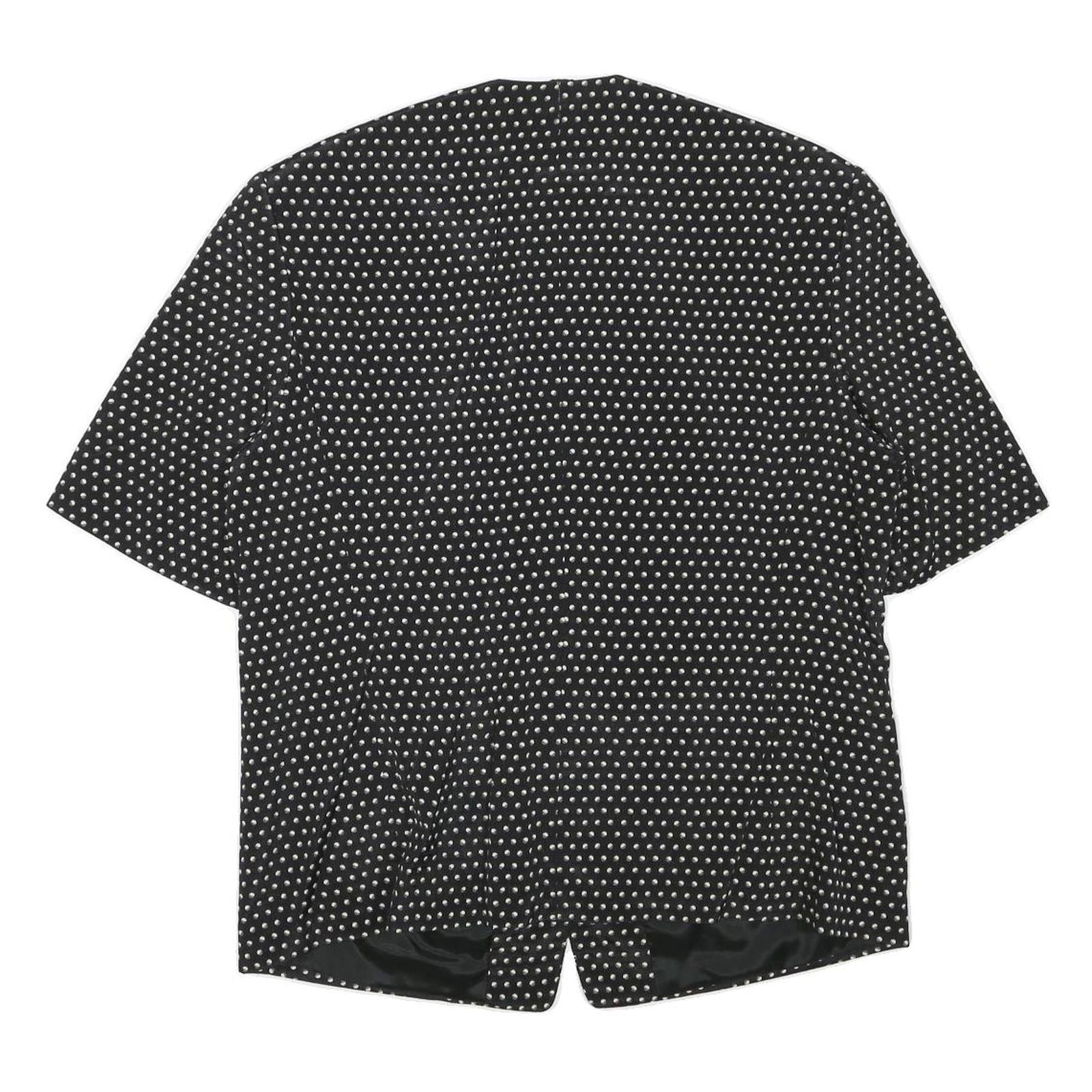 JOBIS Womens Black & White Polka Dot Jacket L Acetate Button Pattern Elegant