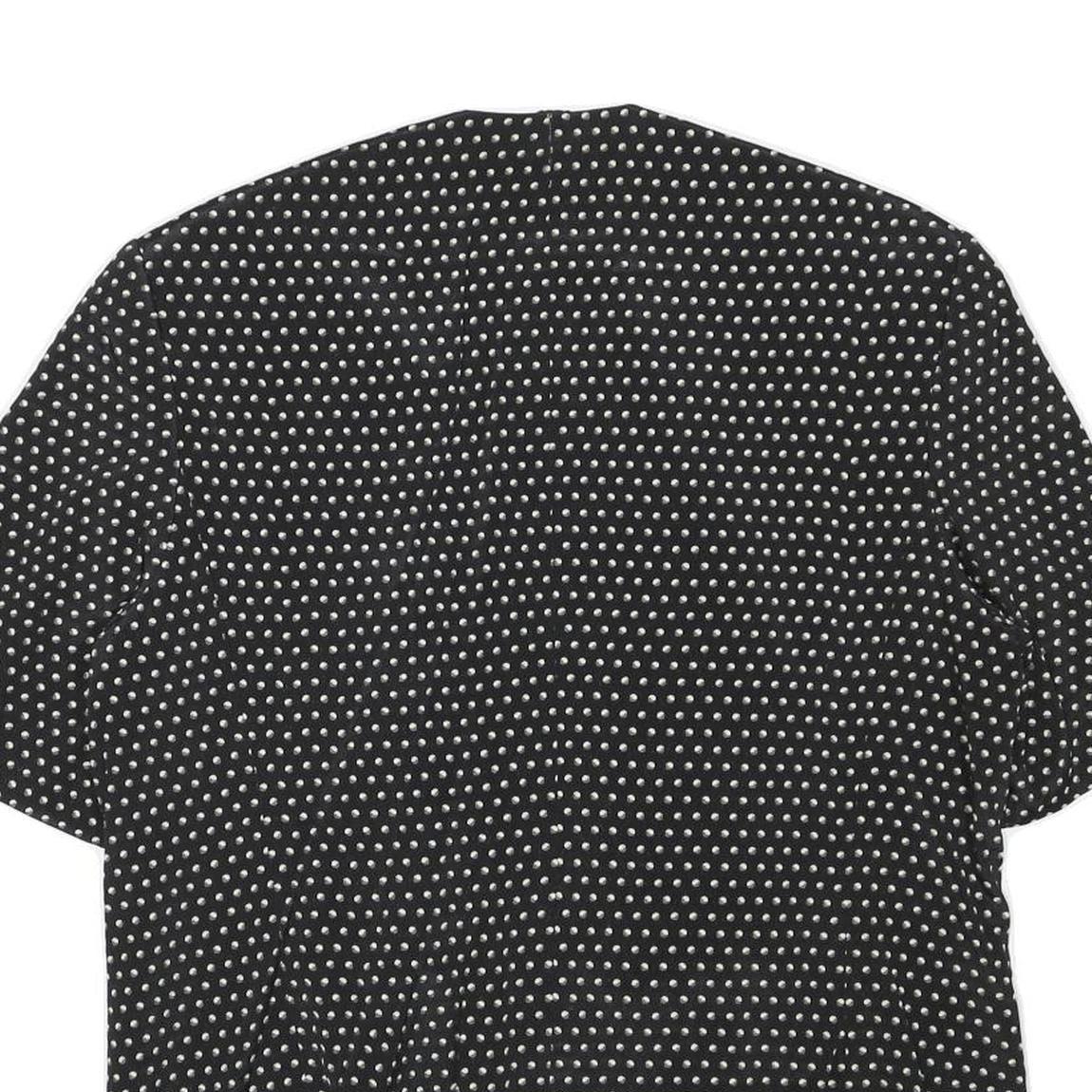JOBIS Womens Black & White Polka Dot Jacket L Acetate Button Pattern Elegant