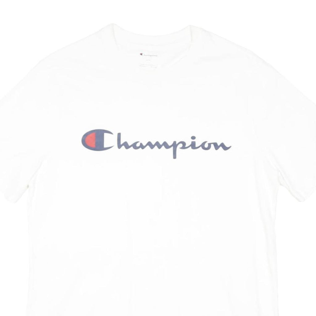 CHAMPION Mens White Graphic T-Shirt M Short Sleeve Crew Neck Cotton Blend