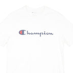 CHAMPION Mens White Graphic T-Shirt M Short Sleeve Crew Neck Cotton Blend
