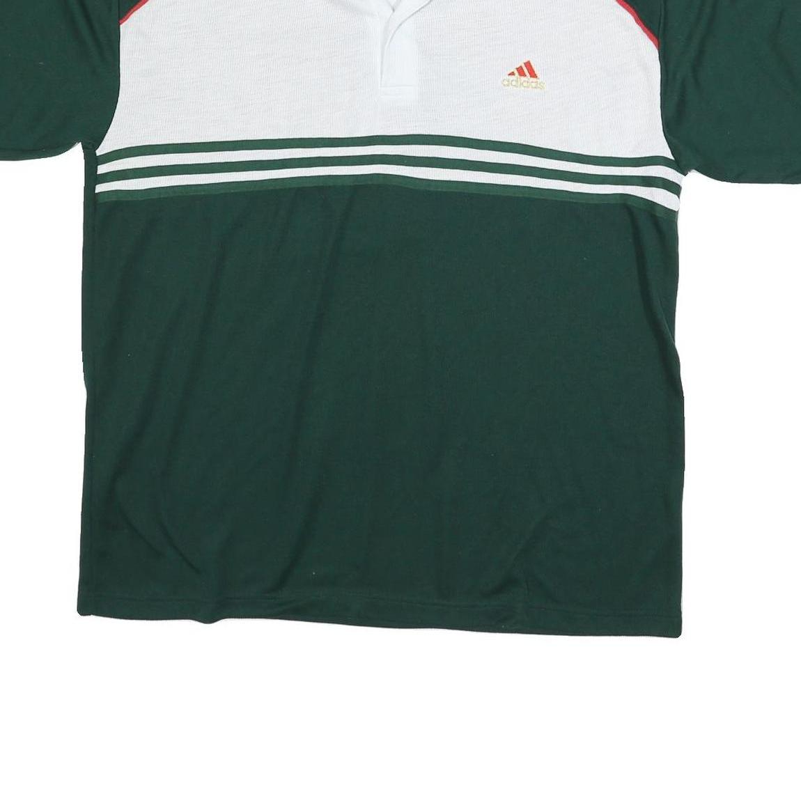 ADIDAS Mens Green & White Cotton Blend Short Sleeve Polo Shirt XL Striped