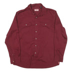 WRANGLER Mens Maroon Cotton Blend Shirt L Long Sleeve Button Front Western