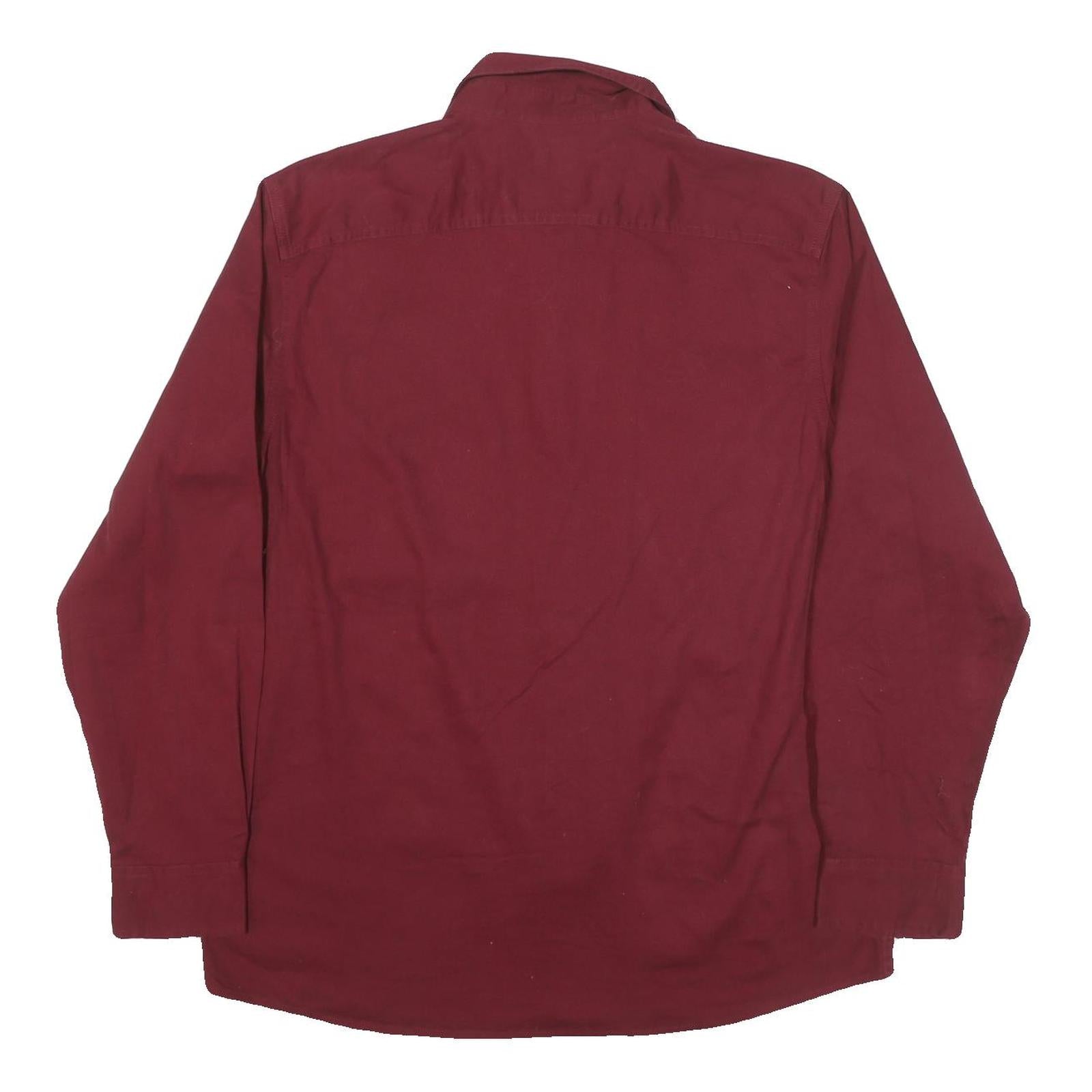 WRANGLER Mens Maroon Cotton Blend Shirt L Long Sleeve Button Front Western